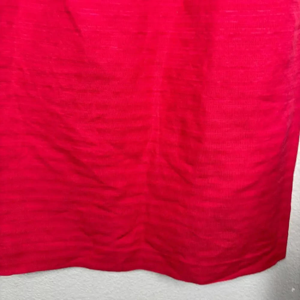 Tory Burch 2 Kimberly Sheath Dress Red Cotton Linen Silk Hourglass Sleeveless